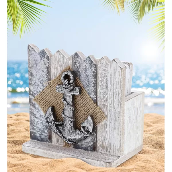 CoTa Global Silver Sea Beach Decor Anchor Coasters 4 Pcs Set  Handmade and Crafted Wooden Anchor Coaster Set for Table Nautical Themed Home Decor Boat Anchor Decorative Coastal Ornament Coaster Set