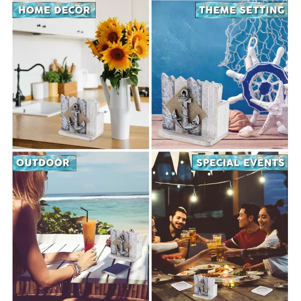 CoTa Global Silver Sea Beach Decor Anchor Coasters 4 Pcs Set  Handmade and Crafted Wooden Anchor Coaster Set for Table Nautical Themed Home Decor Boat Anchor Decorative Coastal Ornament Coaster Set