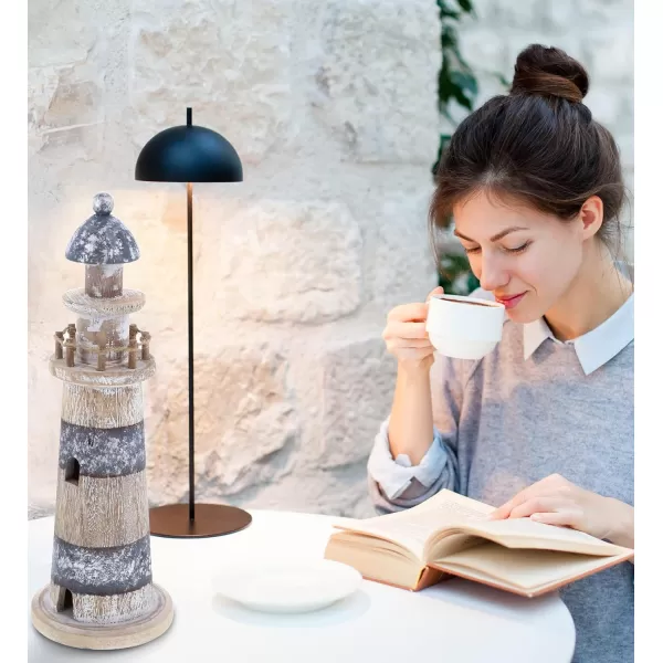 CoTa Global Silver Sea Lighthouse  Handmade Distressed Wooden Lighthouse Decoration Decorative Beach Style Tabletop Centerpiece  Large 118 Inch Color May Vary