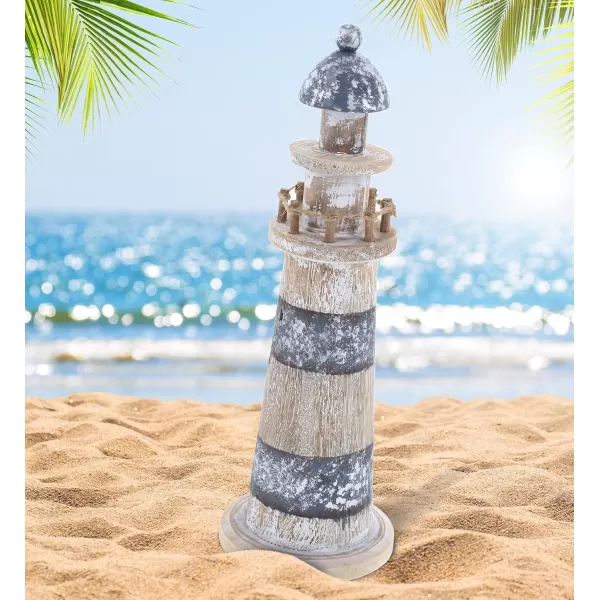 CoTa Global Silver Sea Lighthouse  Handmade Distressed Wooden Lighthouse Decoration Decorative Beach Style Tabletop Centerpiece  Large 118 Inch Color May Vary