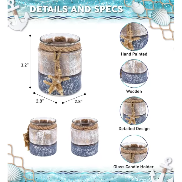 CoTa Global Silver Sea Starfish Candle Holder  Nautical Table Top Center Piece Coastal Decor for Home Beach House Rustic Decorative Lantern with Starfish Figure anr Ropes  Handmade Color May Vary