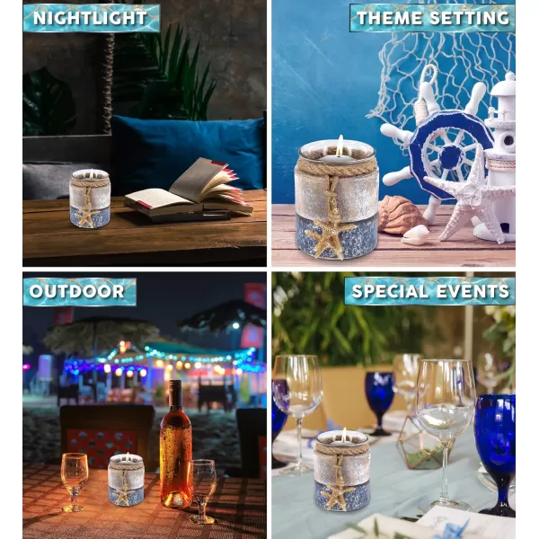 CoTa Global Silver Sea Starfish Candle Holder  Nautical Table Top Center Piece Coastal Decor for Home Beach House Rustic Decorative Lantern with Starfish Figure anr Ropes  Handmade Color May Vary