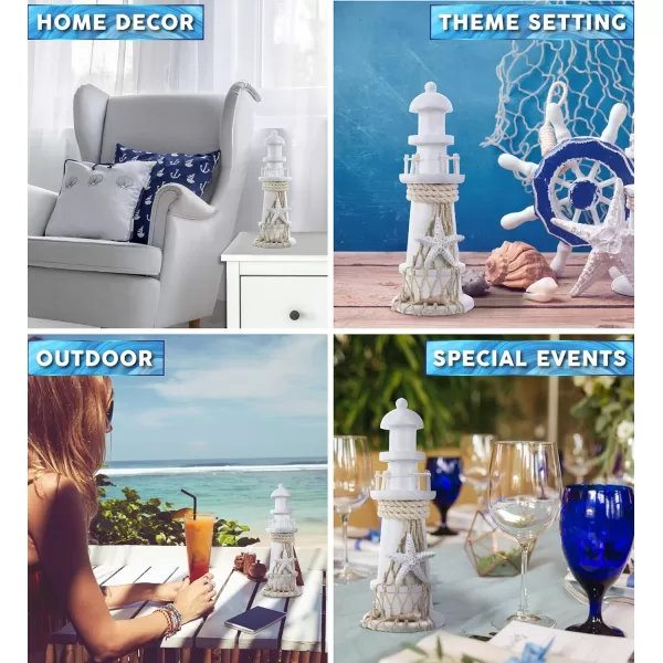 Puzzled COTA Global White Lighthouse Decor  Handmade and Crafted Wooden Lighthouse Decoration with Starfish Decorative Tabletop Centerpiece Home Decor  875 Inches