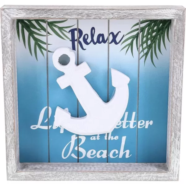 CoTa Global Aqua Sky Wall Anchor Relax Hanging Sign  Handmade and Crafted Wooden Anchor Sing with Hang Mount Nautical Themed Home Decor Relax Wall Anchor Coastal Ornament