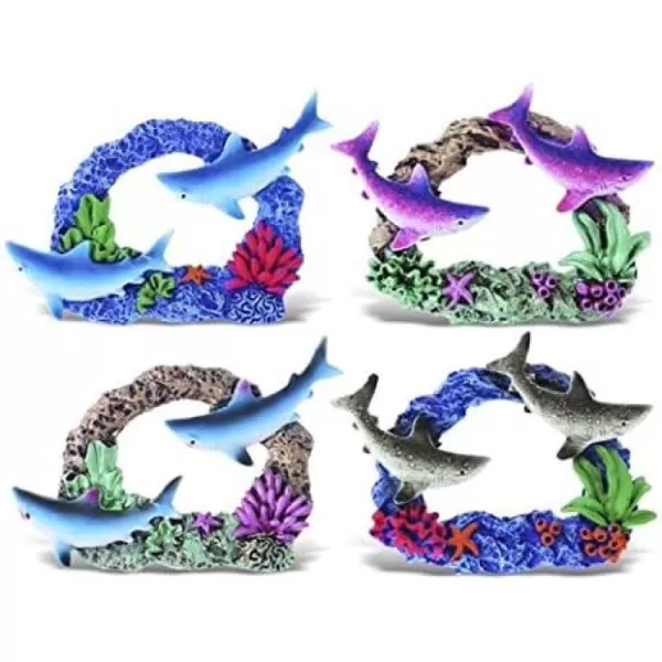 CoTa Global Shark Coral Reef Refrigerator Magnets Set of 4  Assorted Color Novelty Ocean Life Fridge Door Magnets Cute Resin Magnets Home Decor ampamp Cool Office Underwater Nautical Decor  4 Pack