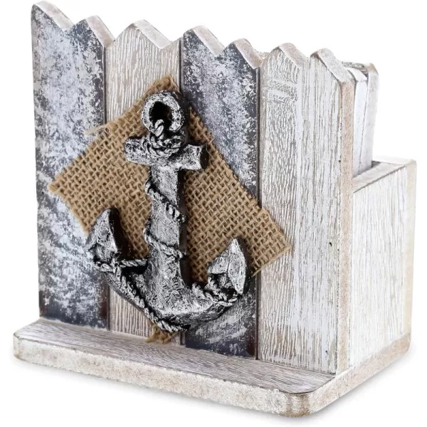 CoTa Global Silver Sea Beach Decor Anchor Coasters 4 Pcs Set  Handmade and Crafted Wooden Anchor Coaster Set for Table Nautical Themed Home Decor Boat Anchor Decorative Coastal Ornament Coaster Set