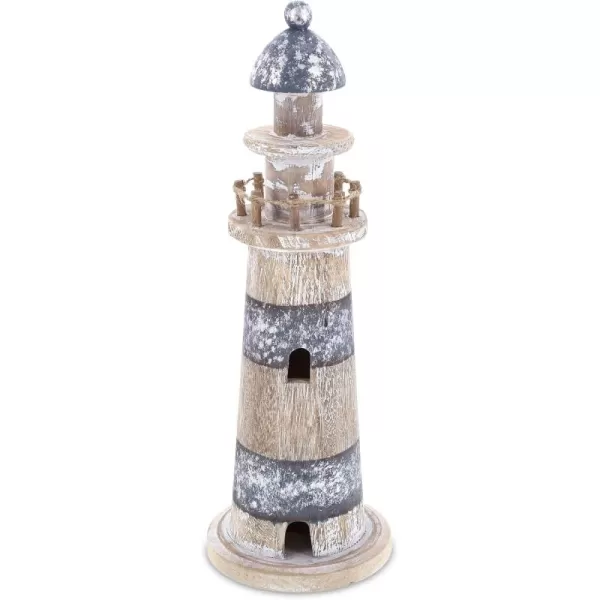 CoTa Global Silver Sea Lighthouse  Handmade Distressed Wooden Lighthouse Decoration Decorative Beach Style Tabletop Centerpiece  Large 118 Inch Color May Vary