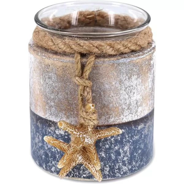 CoTa Global Silver Sea Starfish Candle Holder  Nautical Table Top Center Piece Coastal Decor for Home Beach House Rustic Decorative Lantern with Starfish Figure anr Ropes  Handmade Color May Vary