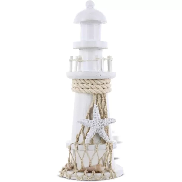 Puzzled COTA Global White Lighthouse Decor  Handmade and Crafted Wooden Lighthouse Decoration with Starfish Decorative Tabletop Centerpiece Home Decor  875 Inches