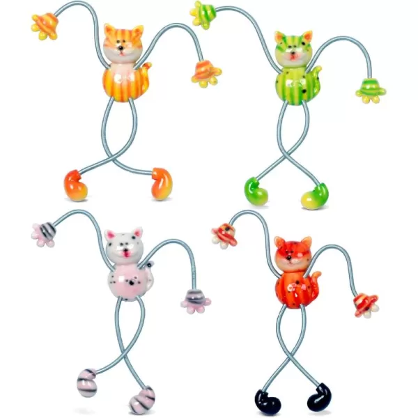 CoTa Global Cat Refrigerator Springy Magnets Set of 4  Assorted Color Cute Pet Animal Springy Magnets for Kitchen Fridge Door Lockers Cool Feline Home and Office Novelty Decor Accessory  4 Pack
