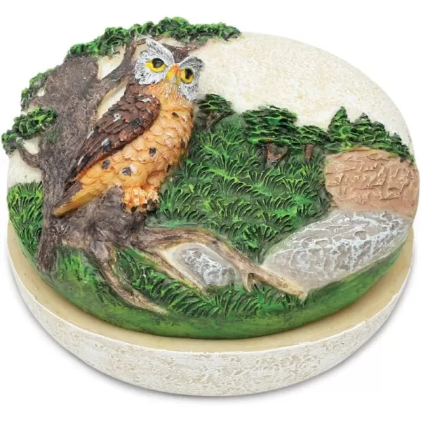 Puzzled Stone Wise Owl Small Stone Resin Jewelry ampamp Accessories Organizer Keepsake Box 325quot Removable Lid Round Shaped for Rings Necklaces ampamp Trinkets