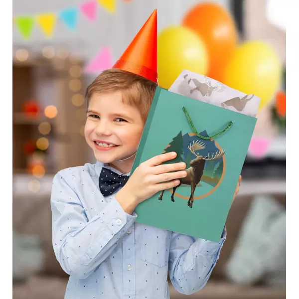 DolliBu Alien Large Gift Bag with Tissue Paper  Cute Space Alien Big Gift Wrap Bag with Handles and Alien Tissue Paper for Holiday Birthday Party Favor Gift Bags for Kids and Adult  13 InchesGreen Moose
