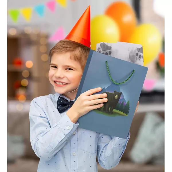DolliBu Alien Large Gift Bag with Tissue Paper  Cute Space Alien Big Gift Wrap Bag with Handles and Alien Tissue Paper for Holiday Birthday Party Favor Gift Bags for Kids and Adult  13 InchesBlue Black Bear