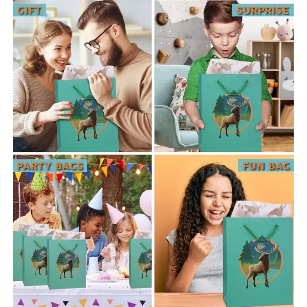 DolliBu Alien Large Gift Bag with Tissue Paper  Cute Space Alien Big Gift Wrap Bag with Handles and Alien Tissue Paper for Holiday Birthday Party Favor Gift Bags for Kids and Adult  13 InchesGreen Moose