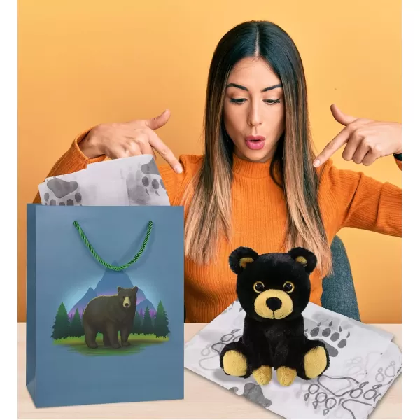 DolliBu Alien Large Gift Bag with Tissue Paper  Cute Space Alien Big Gift Wrap Bag with Handles and Alien Tissue Paper for Holiday Birthday Party Favor Gift Bags for Kids and Adult  13 InchesBlue Black Bear