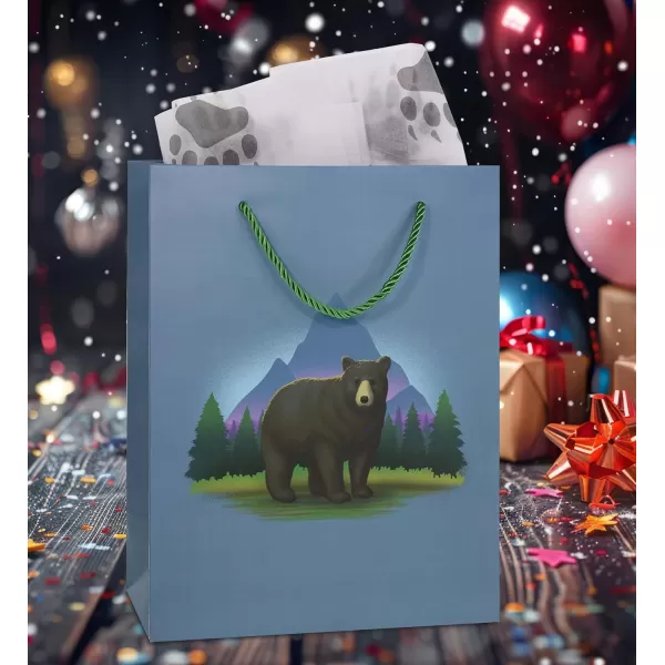 DolliBu Alien Large Gift Bag with Tissue Paper  Cute Space Alien Big Gift Wrap Bag with Handles and Alien Tissue Paper for Holiday Birthday Party Favor Gift Bags for Kids and Adult  13 InchesBlue Black Bear
