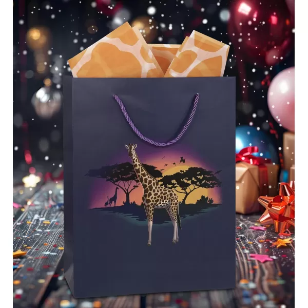 DolliBu Alien Large Gift Bag with Tissue Paper  Cute Space Alien Big Gift Wrap Bag with Handles and Alien Tissue Paper for Holiday Birthday Party Favor Gift Bags for Kids and Adult  13 InchesBlack Giraffe