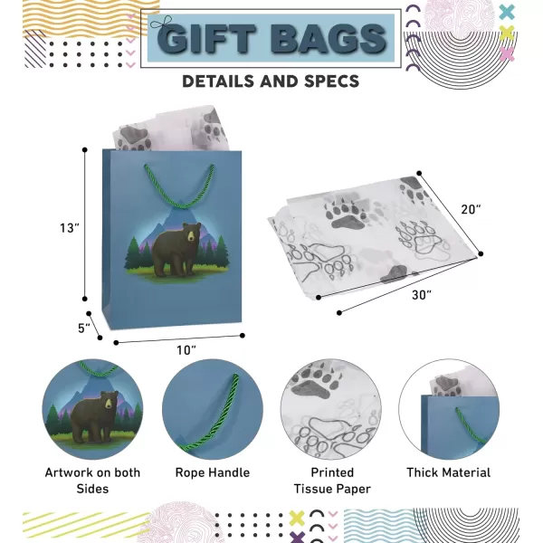 DolliBu Alien Large Gift Bag with Tissue Paper  Cute Space Alien Big Gift Wrap Bag with Handles and Alien Tissue Paper for Holiday Birthday Party Favor Gift Bags for Kids and Adult  13 InchesBlue Black Bear
