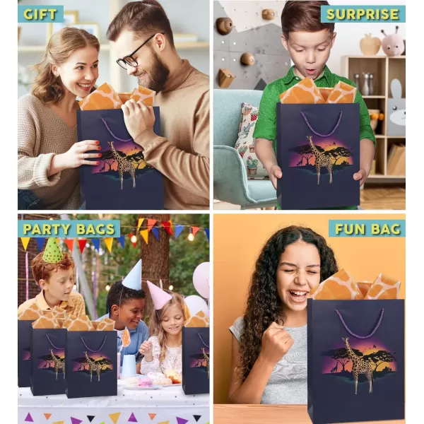 DolliBu Alien Large Gift Bag with Tissue Paper  Cute Space Alien Big Gift Wrap Bag with Handles and Alien Tissue Paper for Holiday Birthday Party Favor Gift Bags for Kids and Adult  13 InchesBlack Giraffe