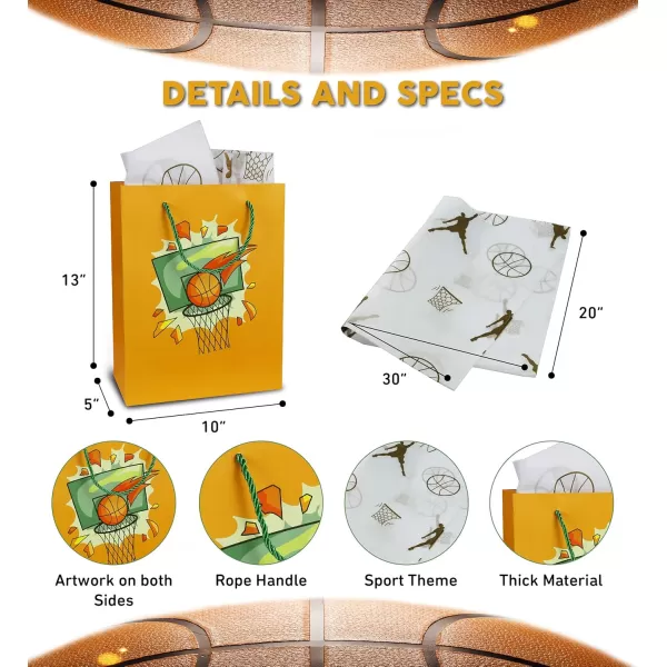 DolliBu Alien Large Gift Bag with Tissue Paper  Cute Space Alien Big Gift Wrap Bag with Handles and Alien Tissue Paper for Holiday Birthday Party Favor Gift Bags for Kids and Adult  13 InchesOrange Baseball