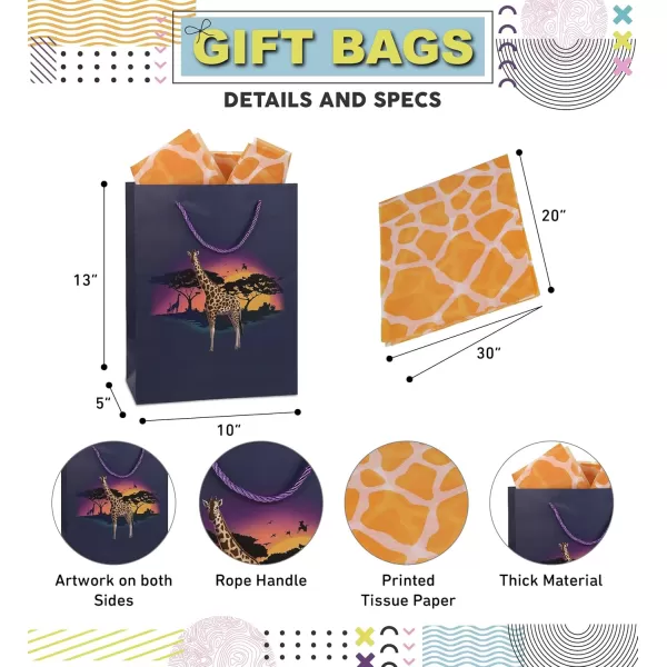 DolliBu Alien Large Gift Bag with Tissue Paper  Cute Space Alien Big Gift Wrap Bag with Handles and Alien Tissue Paper for Holiday Birthday Party Favor Gift Bags for Kids and Adult  13 InchesBlack Giraffe