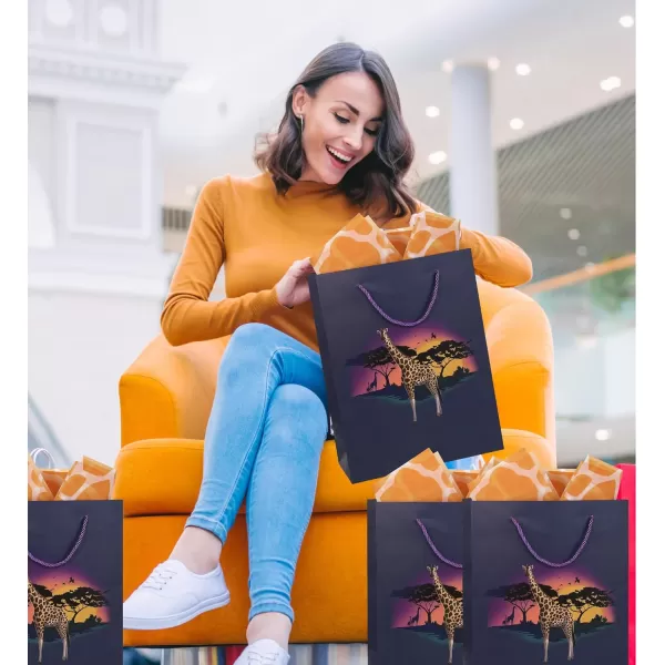 DolliBu Alien Large Gift Bag with Tissue Paper  Cute Space Alien Big Gift Wrap Bag with Handles and Alien Tissue Paper for Holiday Birthday Party Favor Gift Bags for Kids and Adult  13 InchesBlack Giraffe