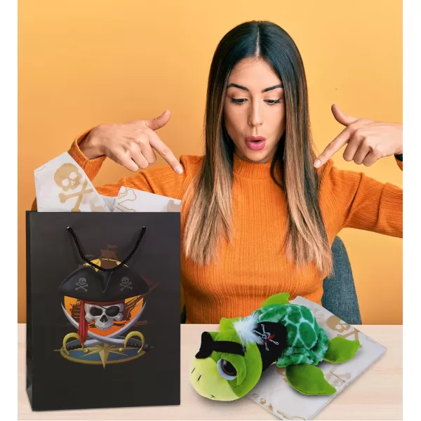 DolliBu Alien Large Gift Bag with Tissue Paper  Cute Space Alien Big Gift Wrap Bag with Handles and Alien Tissue Paper for Holiday Birthday Party Favor Gift Bags for Kids and Adult  13 InchesBlack Pirate