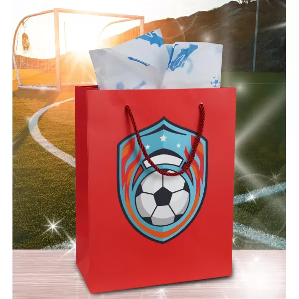 DolliBu Baseball Gift Bags with Tissue Paper 12 Pc Set  Large Reusable Blue Gift Bags Sports Theme with Handles and Matching Baseball Tissue Paper  13 Inch 12 PackRed 12pack