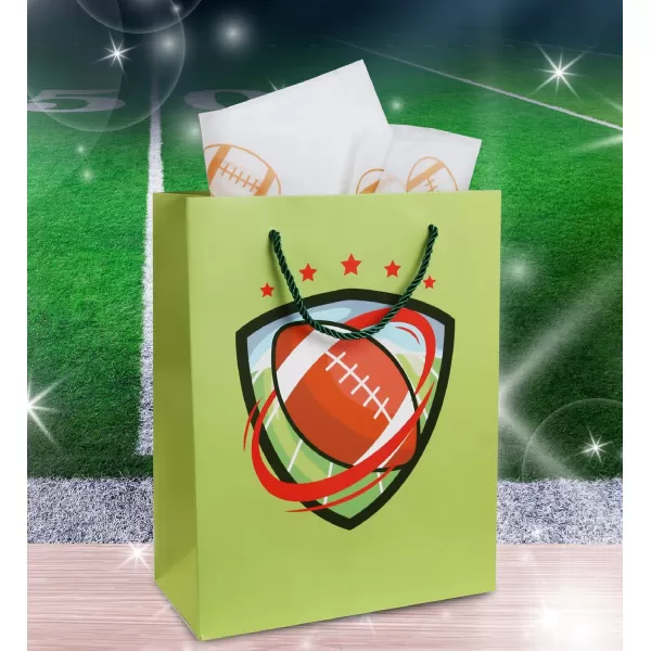 DolliBu Baseball Gift Bags with Tissue Paper 12 Pc Set  Large Reusable Blue Gift Bags Sports Theme with Handles and Matching Baseball Tissue Paper  13 Inch 12 PackMulticolor