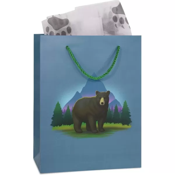 DolliBu Alien Large Gift Bag with Tissue Paper  Cute Space Alien Big Gift Wrap Bag with Handles and Alien Tissue Paper for Holiday Birthday Party Favor Gift Bags for Kids and Adult  13 InchesBlue Black Bear