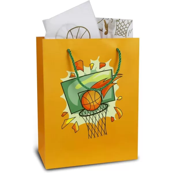 DolliBu Baseball Gift Bags with Tissue Paper 12 Pc Set  Large Reusable Blue Gift Bags Sports Theme with Handles and Matching Baseball Tissue Paper  13 Inch 12 PackOrange Baseball