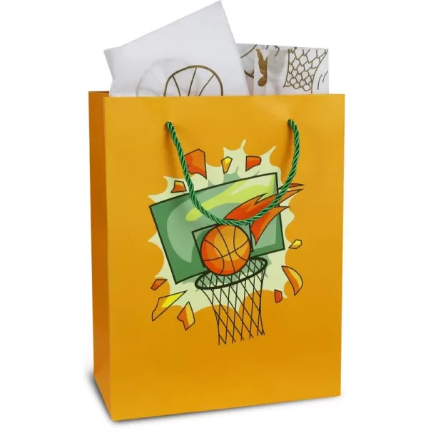 DolliBu Baseball Gift Bags with Tissue Paper 12 Pc Set  Large Reusable Blue Gift Bags Sports Theme with Handles and Matching Baseball Tissue Paper  13 Inch 12 PackYellow 12pack