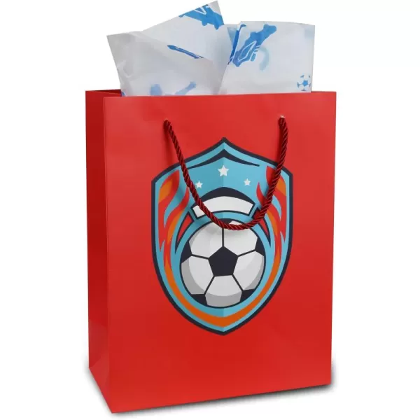 DolliBu Baseball Gift Bags with Tissue Paper 12 Pc Set  Large Reusable Blue Gift Bags Sports Theme with Handles and Matching Baseball Tissue Paper  13 Inch 12 PackRed 12pack