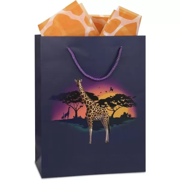 DolliBu Baseball Gift Bags with Tissue Paper 12 Pc Set  Large Reusable Blue Gift Bags Sports Theme with Handles and Matching Baseball Tissue Paper  13 Inch 12 PackBlack Giraffe