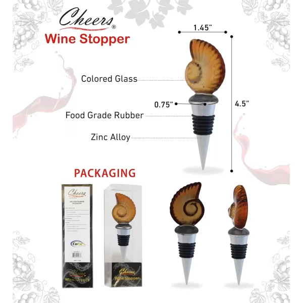 Cheers Black Bear Metal Wine Stopper  Elegant Vacuum Seal Reusable Wild Life Animal Wine Bottle Stopper Airtight Leak Proof Bottle Topper Cork Plug Cute Home Decor ampamp Bar Tool Accessory Unique GiftBrown Glass Sea Shell