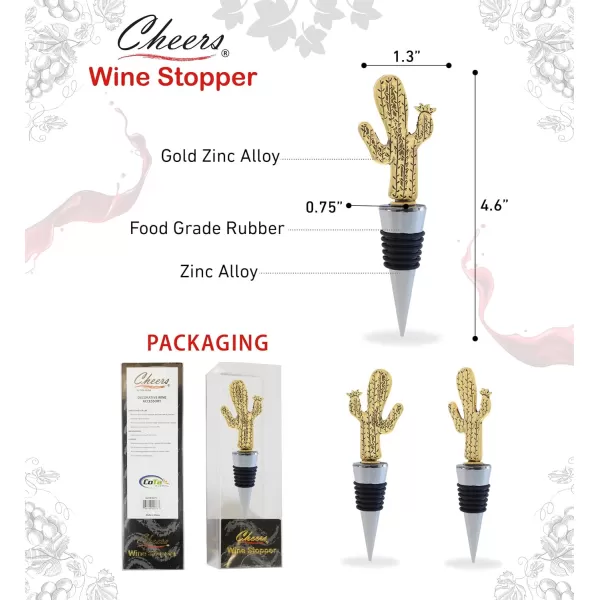 Cheers Black Bear Metal Wine Stopper  Elegant Vacuum Seal Reusable Wild Life Animal Wine Bottle Stopper Airtight Leak Proof Bottle Topper Cork Plug Cute Home Decor ampamp Bar Tool Accessory Unique GiftGold Metal Cactus