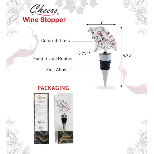 Cheers Black Bear Metal Wine Stopper  Elegant Vacuum Seal Reusable Wild Life Animal Wine Bottle Stopper Airtight Leak Proof Bottle Topper Cork Plug Cute Home Decor ampamp Bar Tool Accessory Unique GiftSilver Metal Pig