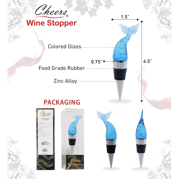 Cheers Black Bear Metal Wine Stopper  Elegant Vacuum Seal Reusable Wild Life Animal Wine Bottle Stopper Airtight Leak Proof Bottle Topper Cork Plug Cute Home Decor ampamp Bar Tool Accessory Unique GiftBlue Glass Mermaid Tail