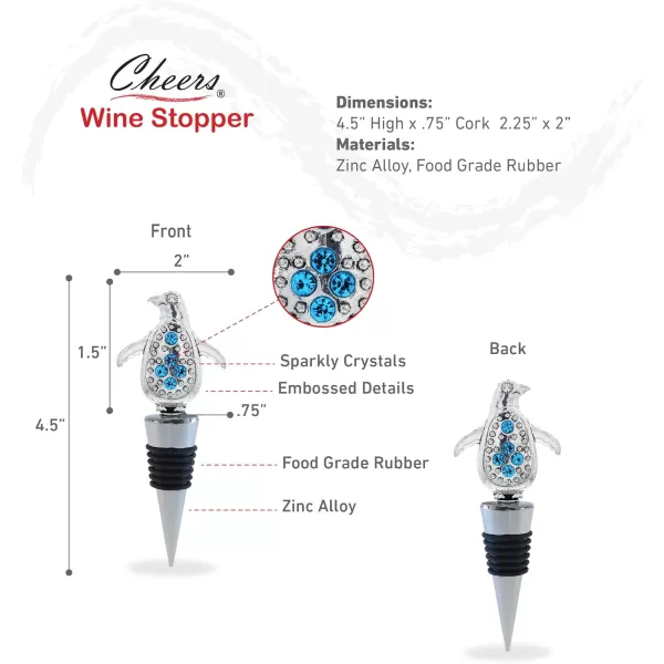 Cheers Black Bear Metal Wine Stopper  Elegant Vacuum Seal Reusable Wild Life Animal Wine Bottle Stopper Airtight Leak Proof Bottle Topper Cork Plug Cute Home Decor ampamp Bar Tool Accessory Unique GiftSilver Metal Penguin