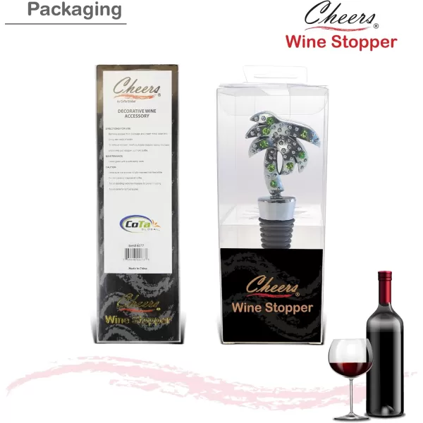 Cheers Palm Tree Metal Wine Stopper  Elegant Vacuum Seal Reusable Fun Tropical Beach Wine Bottle Stopper Airtight Leak Proof Bottle Topper Cork Plug Cute Home Decor ampamp Bar Tool Accessory Unique Gift