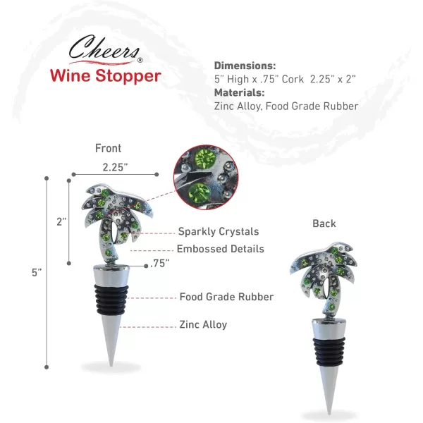 Cheers Palm Tree Metal Wine Stopper  Elegant Vacuum Seal Reusable Fun Tropical Beach Wine Bottle Stopper Airtight Leak Proof Bottle Topper Cork Plug Cute Home Decor ampamp Bar Tool Accessory Unique Gift