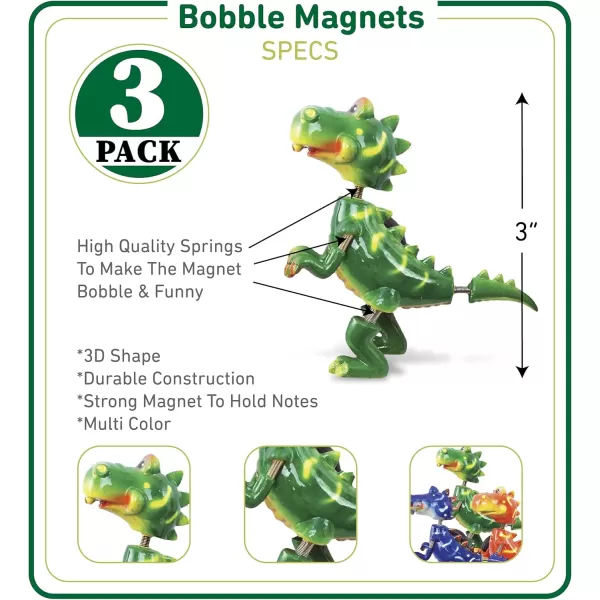 Puzzled Tyrannosaurus Dinosaur Refrigerator Bobble Magnet Set of 3