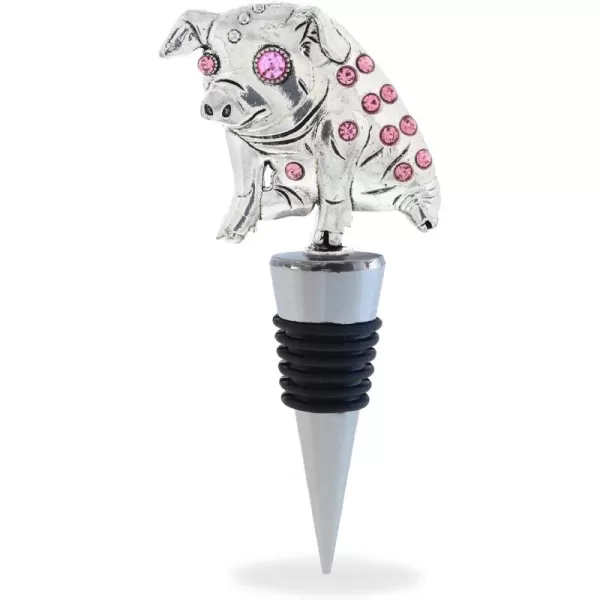Cheers Black Bear Metal Wine Stopper  Elegant Vacuum Seal Reusable Wild Life Animal Wine Bottle Stopper Airtight Leak Proof Bottle Topper Cork Plug Cute Home Decor ampamp Bar Tool Accessory Unique GiftSilver Metal Pig