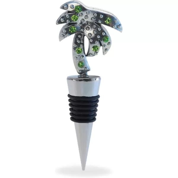 Cheers Palm Tree Metal Wine Stopper  Elegant Vacuum Seal Reusable Fun Tropical Beach Wine Bottle Stopper Airtight Leak Proof Bottle Topper Cork Plug Cute Home Decor ampamp Bar Tool Accessory Unique Gift