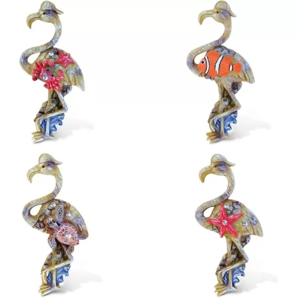 Puzzled Flamingo Refrigerator Rockstone Magnet  Birds Theme  Set of 4  Unique Affordable Gift and Souvenir  Item 7605