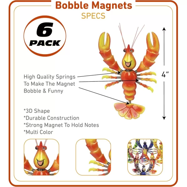 Funny Lobster  Refrigerator Bobble Magnet Set of 6