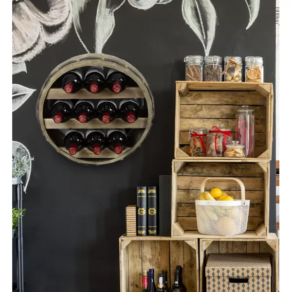 CoTa Global Barrell Wine Rack  Natural Wood Industrial Wall Mounted Barrel Wine Holder for 10 Wine Bottles Decorative Wall Mounted Bottle Rack Rustic Wall Wine Storage Shelf Organizer for Wine BarRustic