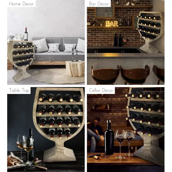 CoTa Global Modern Wine Glass Shaped Wall Mounted Wine Rack  18 Bottles Freestanding Wooden Wine Holder Hanging Bottle Rack or Floor Stand Wine Storage Shelf Organizer for Wine Bar ampamp Home DcorModern
