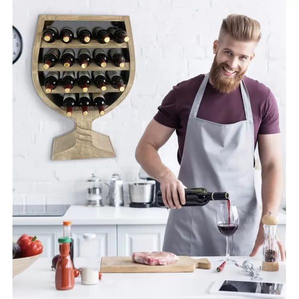 CoTa Global Modern Wine Glass Shaped Wall Mounted Wine Rack  18 Bottles Freestanding Wooden Wine Holder Hanging Bottle Rack or Floor Stand Wine Storage Shelf Organizer for Wine Bar ampamp Home DcorModern