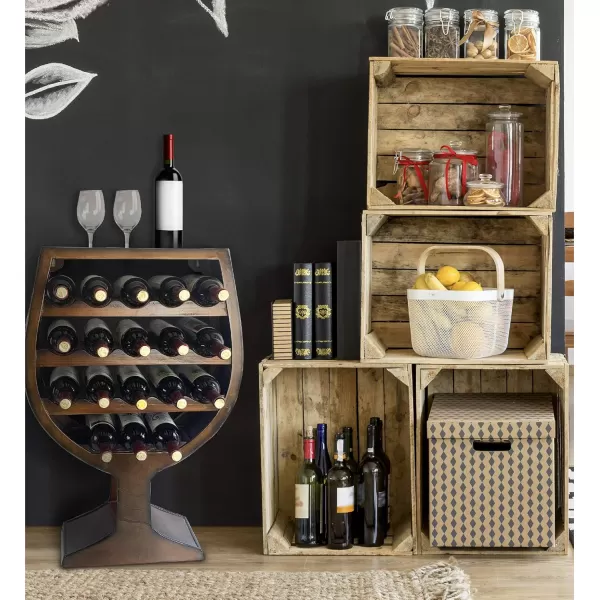 CoTa Global Modern Wine Glass Shaped Wall Mounted Wine Rack  18 Bottles Freestanding Wooden Wine Holder Hanging Bottle Rack or Floor Stand Wine Storage Shelf Organizer for Wine Bar ampamp Home DcorBrown Vintage